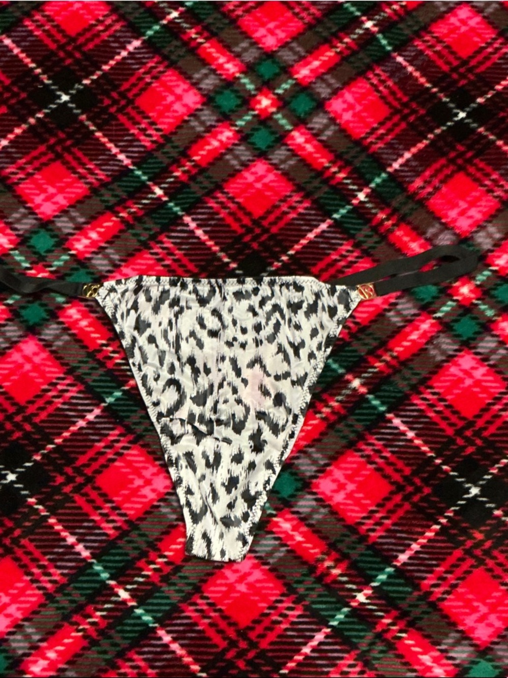 Victoria's Secret Black and White Leopard Print Thong